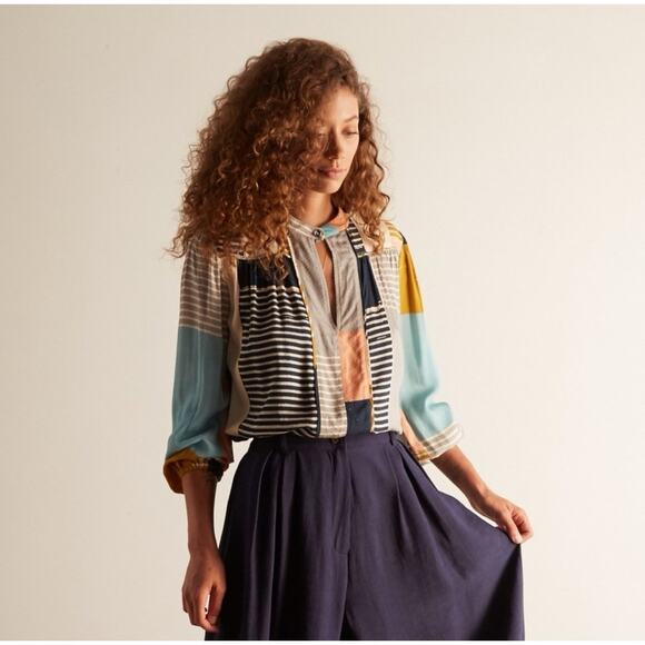 The Odells Anthropologie Poet Colorful Blouse - Picture 2 of 6